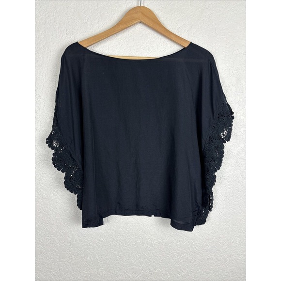 Sanctuary Womens Cotton Silk Blend Top Size XS Black Blouse Boho Western Minimal - Picture 1 of 7